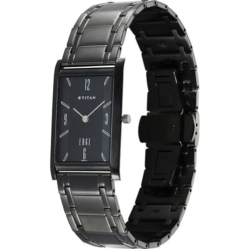 Titan Edge Black Dial Analog Stainless Steel Strap Watch for Men 25.1mm NT1043NM01