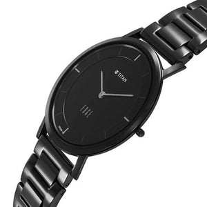 Titan Edge Quartz Analog Black Dial Black Stainless Steel Strap Watch For Men 38.4mm NT1595NM01