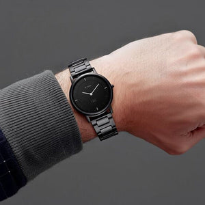 Titan Edge Quartz Analog Black Dial Black Stainless Steel Strap Watch For Men 38.4mm NT1595NM01