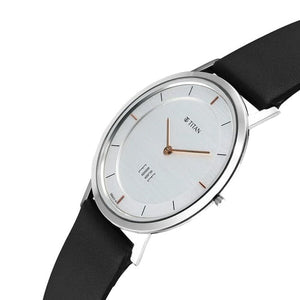 Titan Edge Quartz Analog White Dial Blue Leather Strap Watch For Men 37.3mm NT1595SL06
