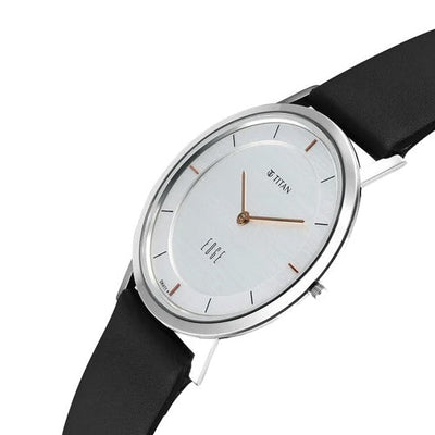 Titan Edge Quartz Analog White Dial Blue Leather Strap Watch For Men 37.3mm NT1595SL06