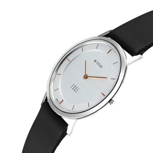 Titan Edge Quartz Analog White Dial Blue Leather Strap Watch For Men 37.3mm NT1595SL06