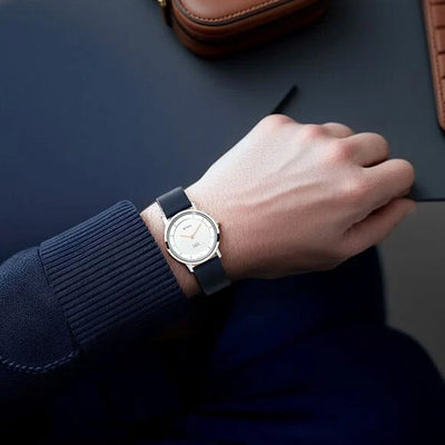 Titan Edge Quartz Analog White Dial Blue Leather Strap Watch For Men 37.3mm NT1595SL06