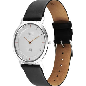 Titan Edge Quartz Analog White Dial Blue Leather Strap Watch For Men 37.3mm NT1595SL06