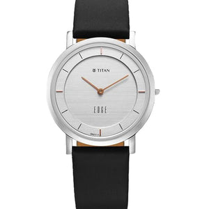 Titan Edge Quartz Analog White Dial Blue Leather Strap Watch For Men 37.3mm NT1595SL06