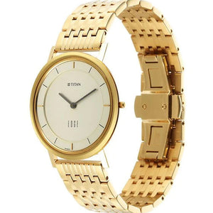 Titan Edge Metal Yellow Dial With Yellow Gold Stainless Steel Strap Watch For Men 38.4mm NT1595YM01