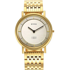 Titan Edge Metal Yellow Dial With Yellow Gold Stainless Steel Strap Watch For Men 38.4mm NT1595YM01