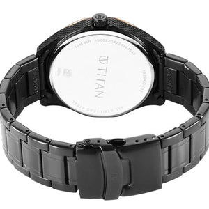 Titan Regalia Opulent Quartz Analog with Date Black Dial Black Stainless Steel Strap Watch for Men 42.5mm NT1829KM04