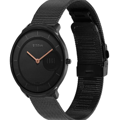 Titan Edge Slim Stainless Steel Black Dial Analog Watch for Men 38mm NT1843NM02