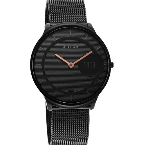 Titan Edge Slim Stainless Steel Black Dial Analog Watch for Men 38mm NT1843NM02