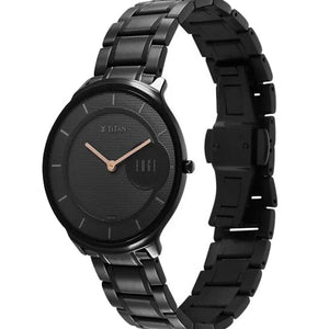 Titan Edge Metal Black Dial Analog Stainless Steel Strap watch for Men 38mm NT1843NM03