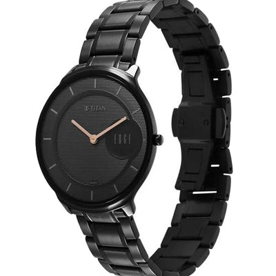 Titan Edge Metal Black Dial Analog Stainless Steel Strap watch for Men 38mm NT1843NM03
