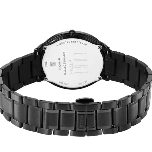 Titan Edge Metal Black Dial Analog Stainless Steel Strap watch for Men 38mm NT1843NM03