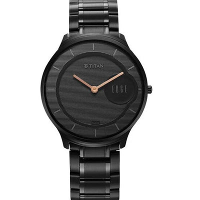 Titan Edge Metal Black Dial Analog Stainless Steel Strap watch for Men 38mm NT1843NM03