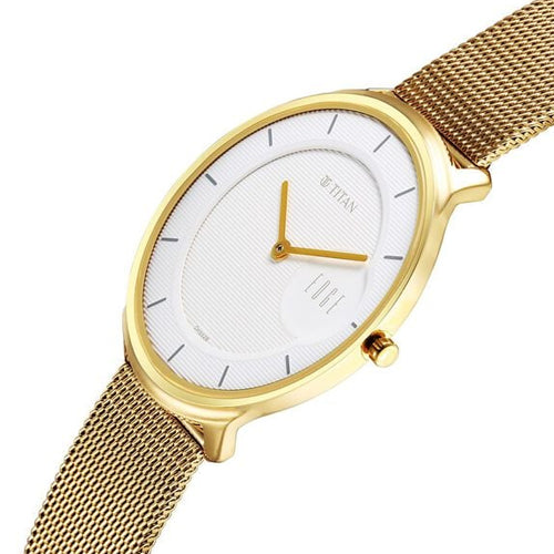 Titan Edge Slim Stainless Steel Strap White Dial Analog Watch for Men 38mm NT1843YM01