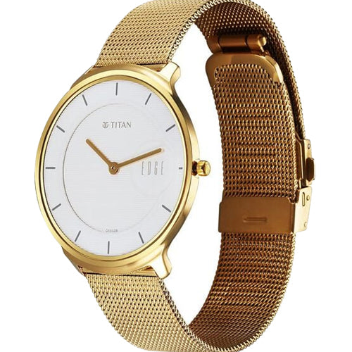 Titan Edge Slim Stainless Steel Strap White Dial Analog Watch for Men 38mm NT1843YM01