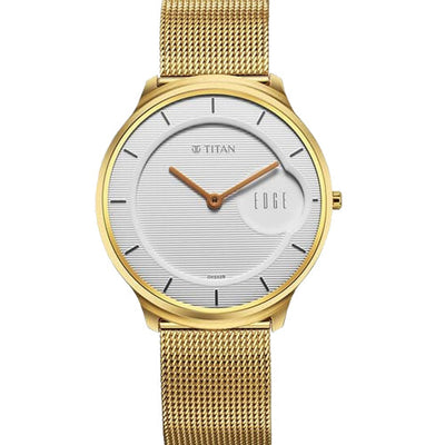 Titan Edge Slim Stainless Steel Strap White Dial Analog Watch for Men 38mm NT1843YM01