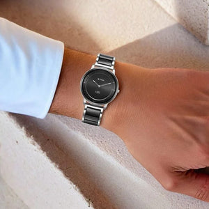 Titan Edge Fusion Quartz Analog Black Dial Two Toned Steel & Ceramic Strap Watch for Men 41mm NT1878KD01