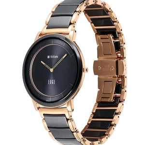 Titan Edge Fusion Quartz Analog Black Dial Black Steel & Ceramic Strap Watch for Men 41mm NT1878KD03