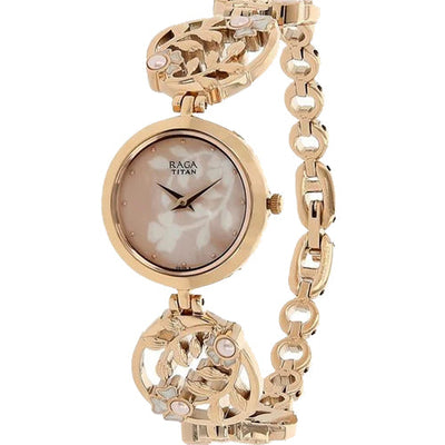 Titan Raga Aurora Pink Dial Women Watch With Metal Strap 25mm NT2540WM05