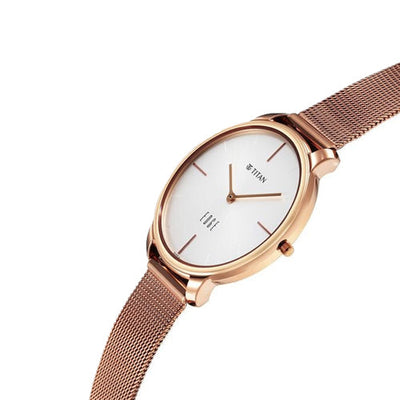 Titan Edge White Dial Analog Stainless Steel Strap watch for Women 34.5mm NT2654WM01