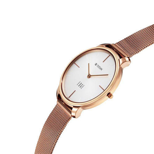 Titan Edge White Dial Analog Stainless Steel Strap watch for Women 34.5mm NT2654WM01
