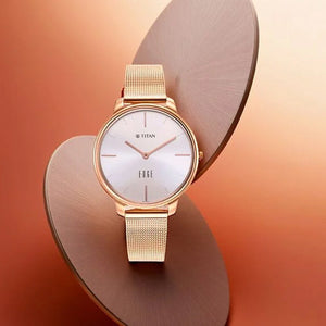Titan Edge White Dial Analog Stainless Steel Strap watch for Women 34.5mm NT2654WM01