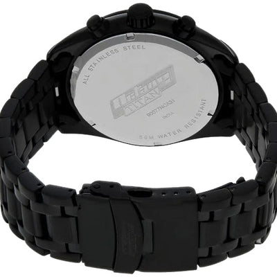 Titan Quartz Chronograph Black Dial Stainless Steel Strap Watch for Men 46mm NT90077NM01