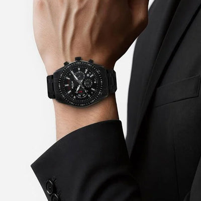 Titan Quartz Chronograph Black Dial Stainless Steel Strap Watch for Men 46mm NT90077NM01