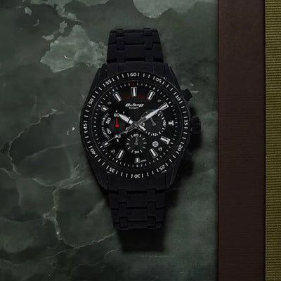 Titan Quartz Chronograph Black Dial Stainless Steel Strap Watch for Men 46mm NT90077NM01
