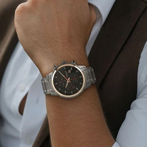 Titan Octane Quartz Chronograph Black Dial Stainless Steel Strap Watch for Men 46mm NT90086KM03