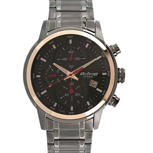 Titan Octane Quartz Chronograph Black Dial Stainless Steel Strap Watch for Men 46mm NT90086KM03