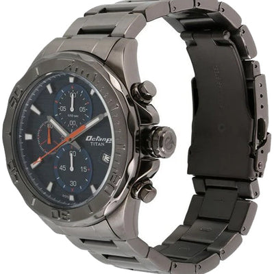 Titan Quartz Chronograph Blue Dial Stainless Steel Strap Watch for Men 45mm NT90087QM01