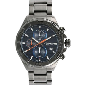 Titan Quartz Chronograph Blue Dial Stainless Steel Strap Watch for Men 45mm NT90087QM01