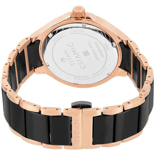 Titan Quartz Multifunction Black Dial Stainless Steel & Ceramic Strap Watch for Men 42.6mm NT90089KD02