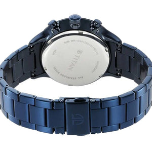 Titan Urban Magic Blue Dial Multial Stainless Steel Strap watch for Men 42mm NT90102QM01