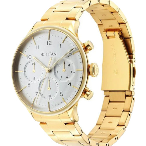 Titan Urban Magic Silver Dial Quartz Multifunction Stainless Steel Strap watch for Men 42mm NT90102YM01