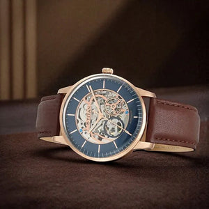 Titan Automatics Blue Dial Automatic Leather Strap watch for Men 44mm NT90110WL02