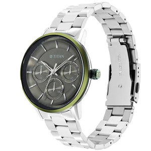 Titan Urban Magic Green Dial Quartz Multifunction Stainless Steel Strap watch for Men 42mm NT90133KM01