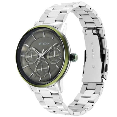 Titan Urban Magic Green Dial Quartz Multifunction Stainless Steel Strap watch for Men 42mm NT90133KM01