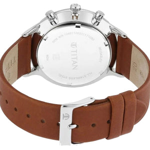 Titan Light Leathers Multifunction Black Dial Brown Leather Strap Watch For Men 42mm NT90134SL01