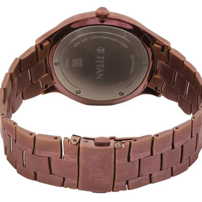 Titan Classique Slimline Brown Dial Analog with Day and Date Stainless Steel Strap Watch for Men 40mm NT90142QM05