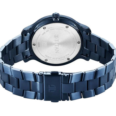 Titan Classic Distincta Blue Dial Analog with Date Stainless Steel Strap watch for Men 41mm NT90170QM01