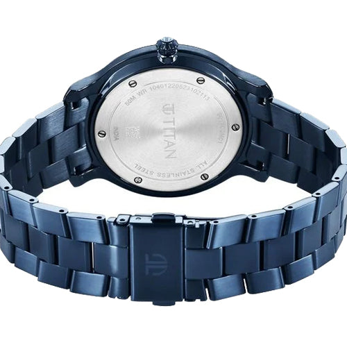 Titan Classic Distincta Blue Dial Analog with Date Stainless Steel Strap watch for Men 41mm NT90170QM01