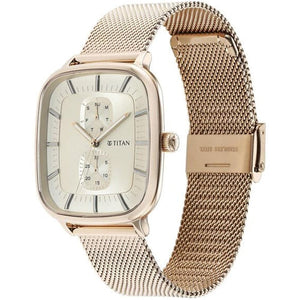 Titan Avant Garde Rose Gold Dial Quartz Multifunction Stainless Steel Strap watch for Men 42mm NT90178WM01