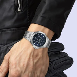 Titan Classic Slim Multifunction Quartz Multifunction Blue Dial Stainless Steel Strap Watch For Men 43.5mm NT90198SM01