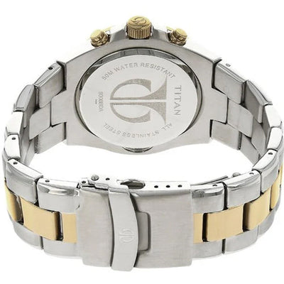 Titan Chronograph White Dial Stainless Steel Strap watch for Men 42.2mm NT9308BM01