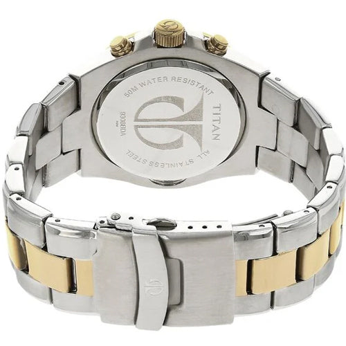 Titan Chronograph White Dial Stainless Steel Strap watch for Men 42.2mm NT9308BM01