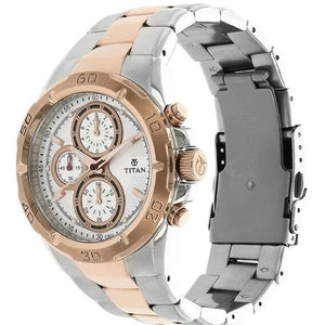 Titan Regallia Rose Gold Chronograph Stainless Steel Strap Watch for Men 42.2mm NT9308KM01