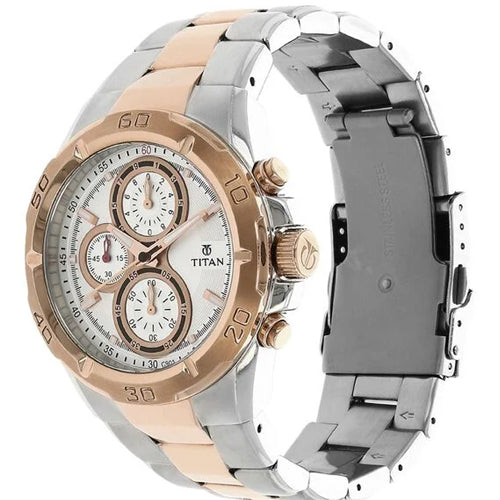 Titan Regallia Rose Gold Chronograph Stainless Steel Strap Watch for Men 42.2mm NT9308KM01